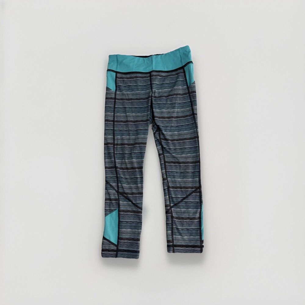 Lululemon Pace Rival Crop Leggings Size 6 Blue Space Dye Zip Pocket